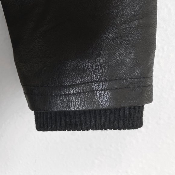 Black Faux Leather Hooded Zip-up Moto Jacket - Picture 4 of 5